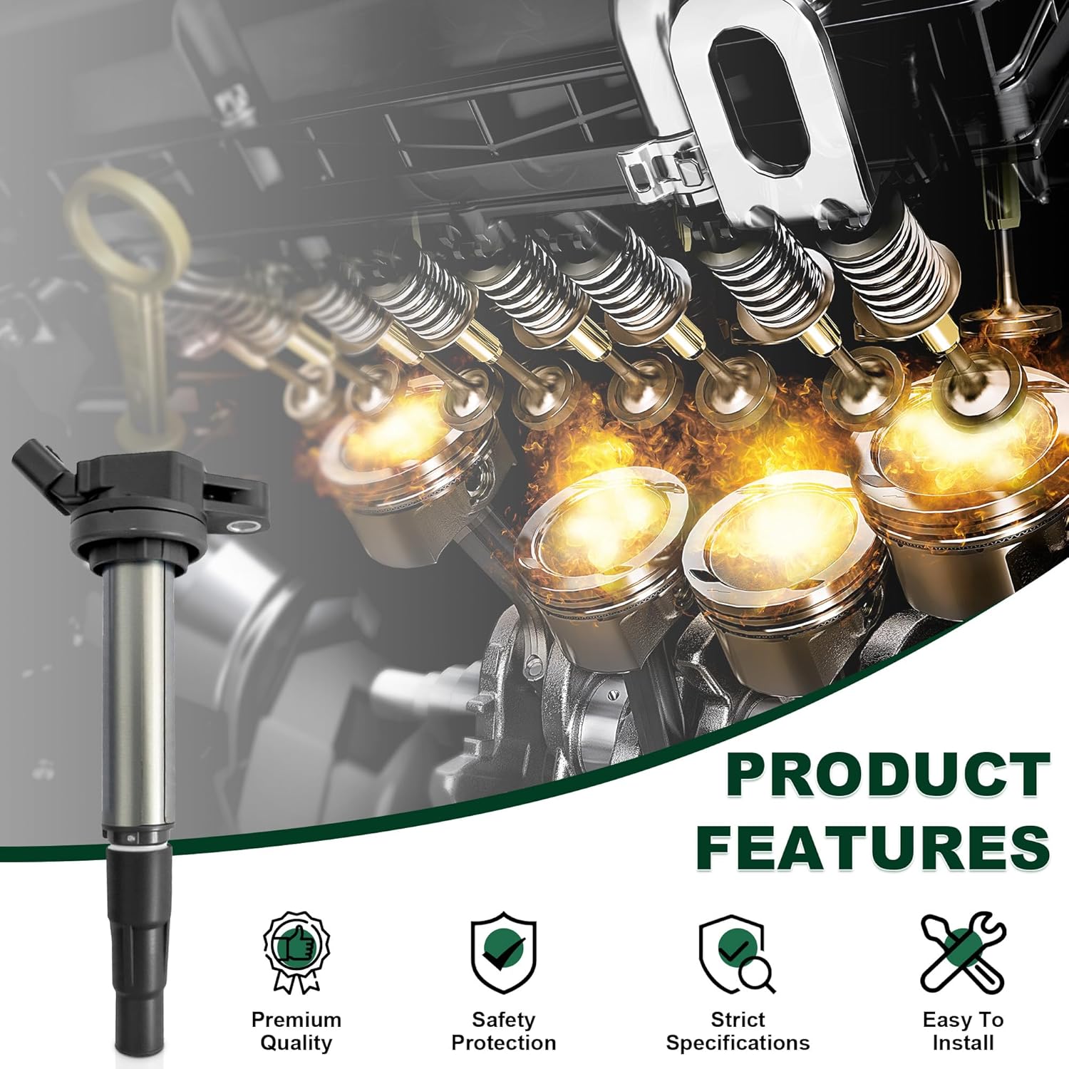 SET OF 4 IGNITION COILS compatible with 2010-2012 TOYOTA COROLLA MATRIX SCION xD 1.8L UF-596 UF-619