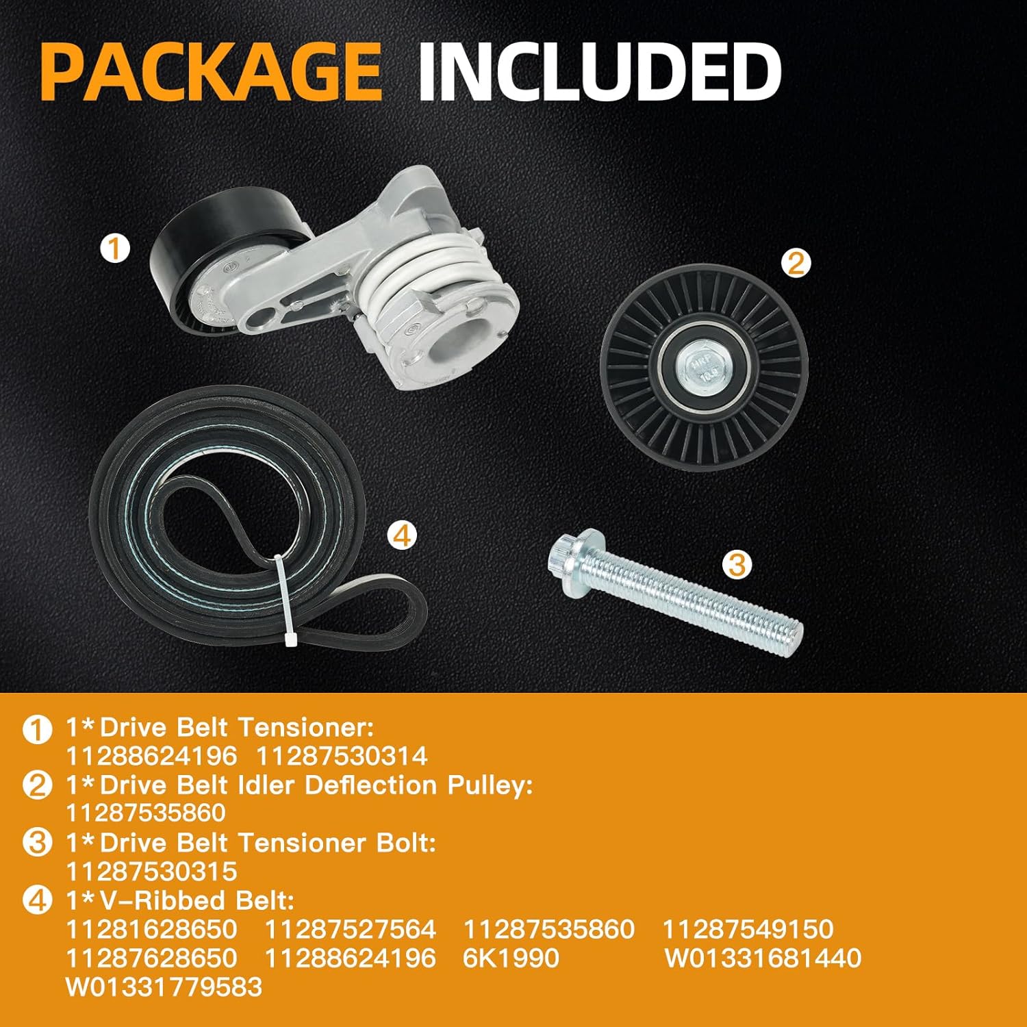 Serpentine Belt Tensioner Bolt Idler Pulley Drive Kit Fit for BMW 128i 325i 325xi 328xi 330i 330xi 525i 525xi 528i 528xi 530i 530xi X3 X5, 3.0L L6, 2006-2013#Replace ADK0022P