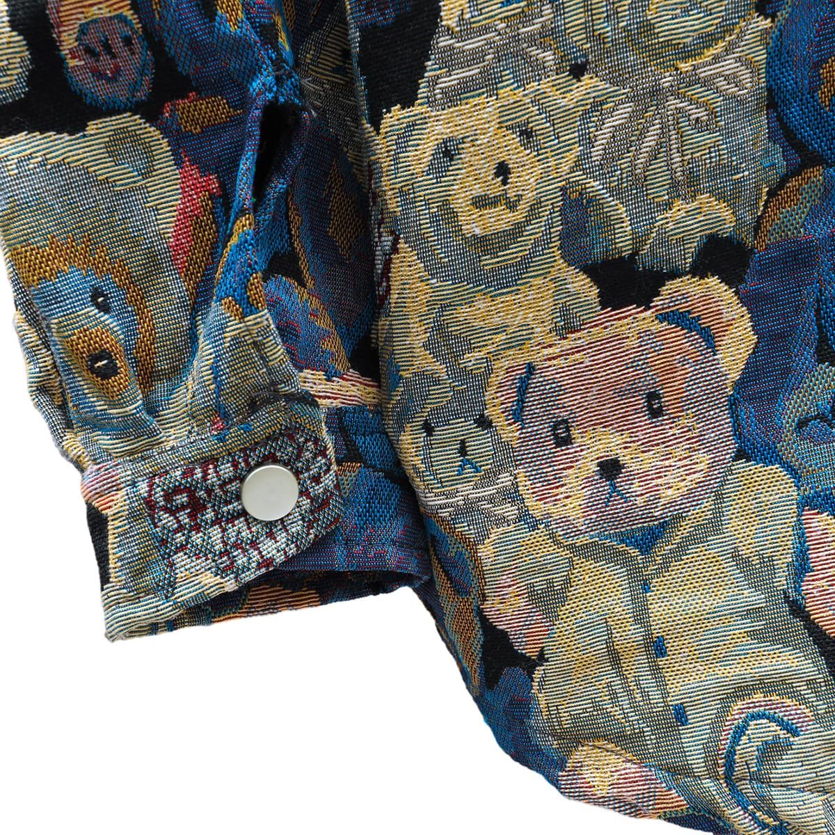 Men Bear Jacquard Weave 3/4 Sleeve Jacket