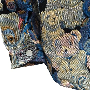 Men Bear Jacquard Weave 3/4 Sleeve Jacket