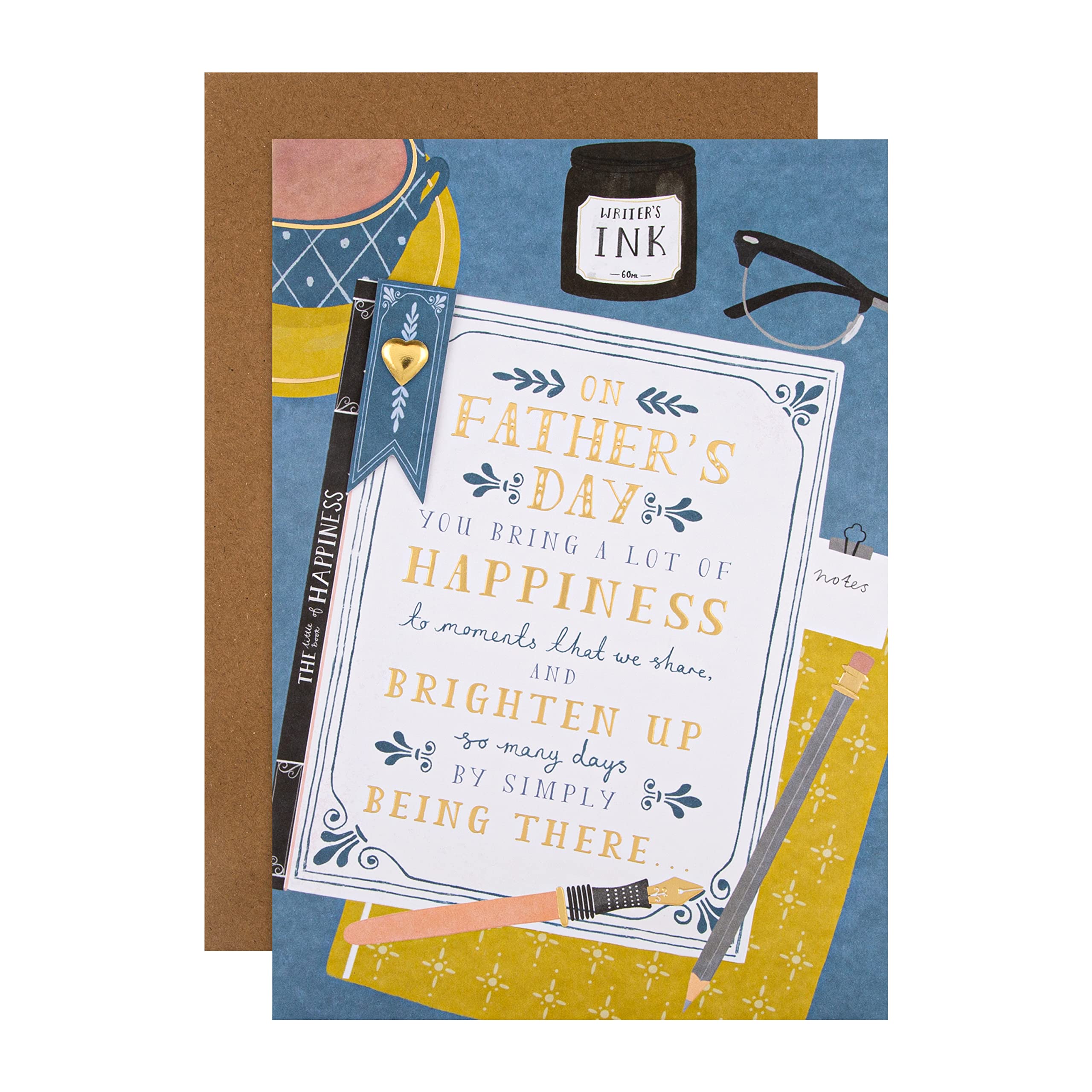 Hallmark Large Fathers Day Card, Poetic Verse, Heartfelt Text, Traditional, Dad, Father, Step Dad, Grandad, Blue, Yellow