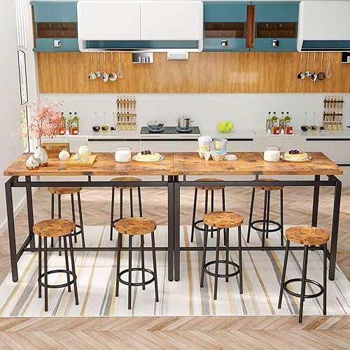 Miniatura 5 de Hooseng Juego de mesa de comedor de 5 piezas, mesa de cocina industrial y sillas para 4, juego de mesa de bar de altura para 35.4 pulgadas, mesa de