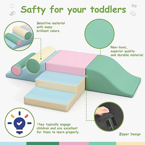 Miniatura 5 de Juguetes de escalada para niños pequeños en interiores, 2 piezas de actividades de escalada y gateo para niños pequeños de 20 pulgadas de largo x 20