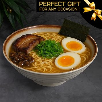 Porcelain Ramen Bowl Set of 2-1000ml 34-Oz with Wooden Chopsticks, Spoons & Rests-Japanese Large Ramen Bowl for Noodle Soup Salad Pho Cereal Pasta-Microwave & Dishwasher Safe-Presentable Gift
