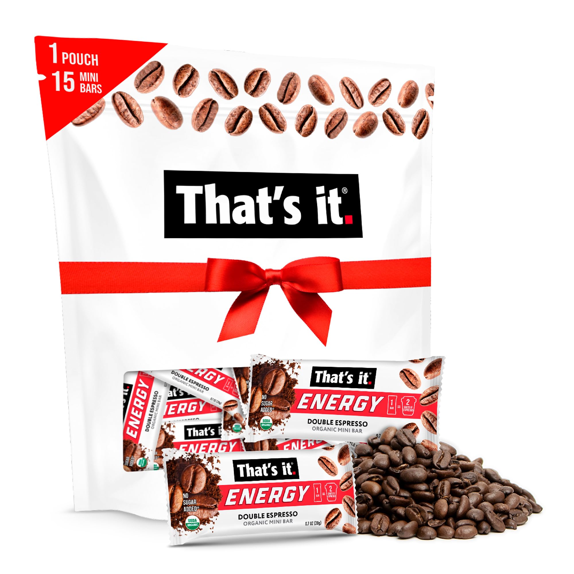 That’s it. Organic Energy Coffee Mini Bars - (1 Mini Bar = 2 Espresso Shots) Grab and Go, No Added Sugars, Non-GMO, Caffeine Power Snack, Kosher,
