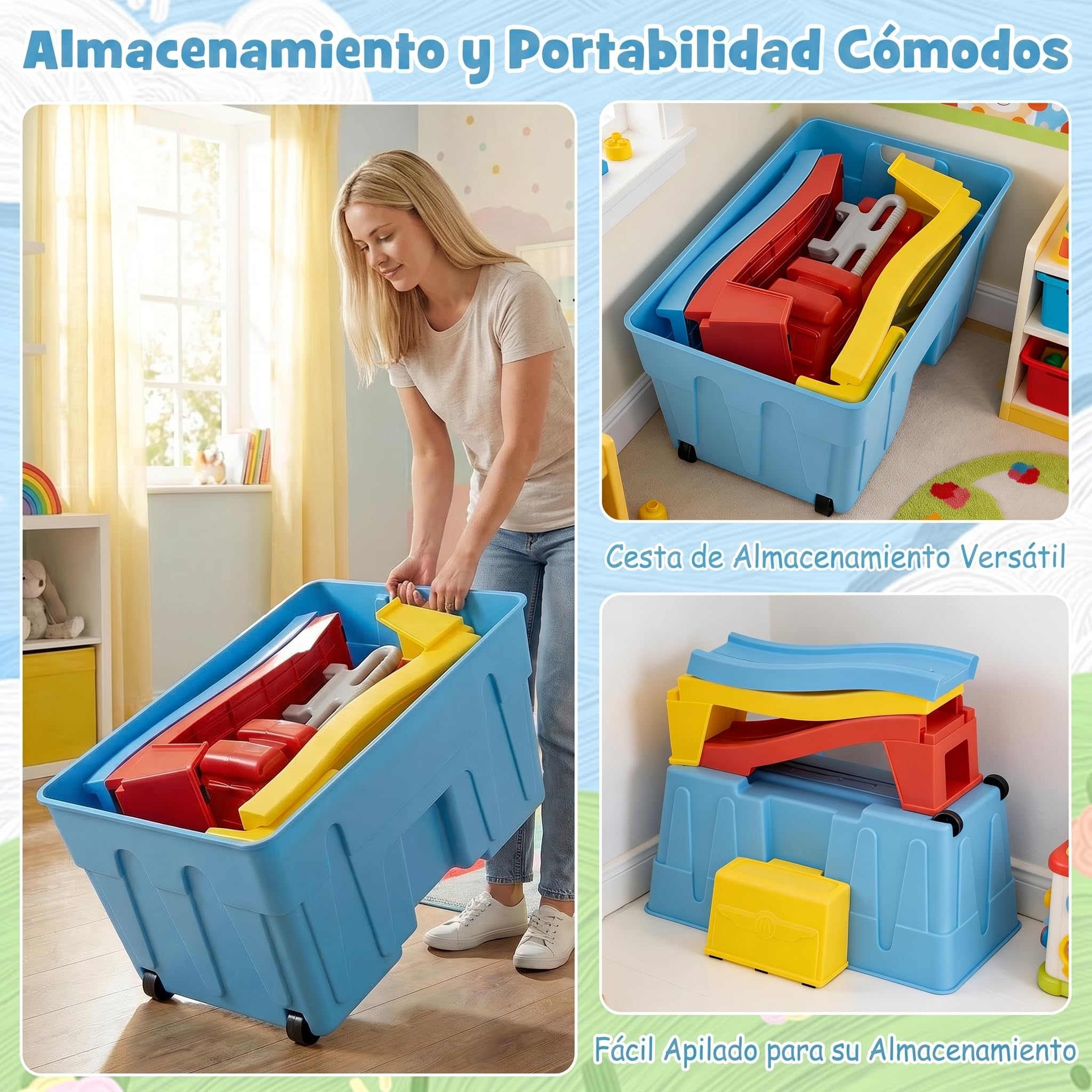 COSTWAY Coche Correpasillos Bebe con Pista en Rampa (Azul) | con Caja de Almacenamiento, Auto a Pedales y Peldaño Ancho, Juguete de Paseo Interior y Exterior para Niños de 3+ Años