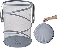 Vista 14 de Cesta de lavandería emergente de malla Seiritex 115L, cesta de lavandería plegable de gran capacidad extra, cesta de almacenamiento de ropa plegable