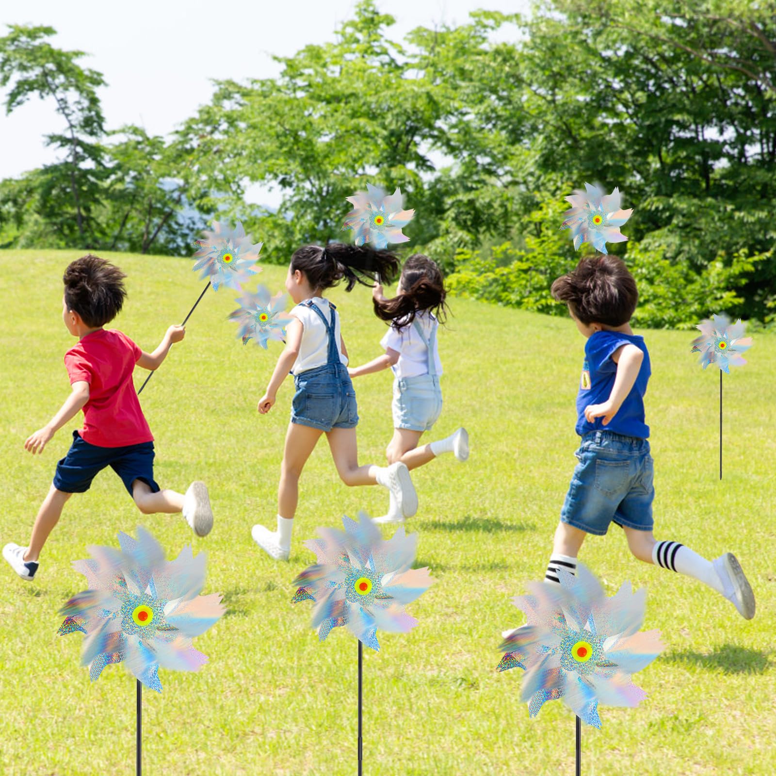 6 Piezas Molino de Viento para Huerto, Molino de Viento Repelentes de Pájaros, Molinillos de Viento para Pajaros, para Control de Aves Decoración para Jardines Huertos Patios