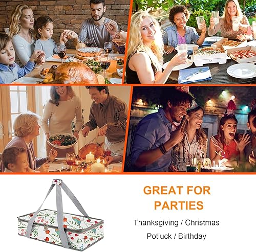 Miniatura 7 de Portador de cazuela para alimentos calientes o fríos, cazuela, portador de pasteles, cazuela con tapa y estuche de transporte, bolsa térmica para