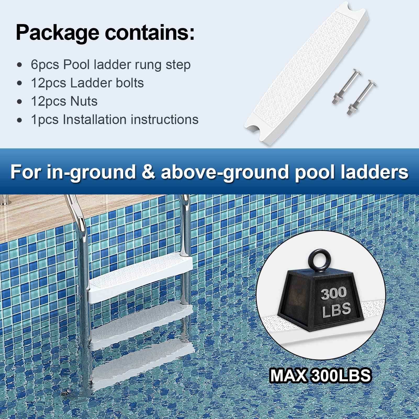 Snapklik.com : Goovilla Pool Ladder Steps Replacement, (6-Pack) 18 ...