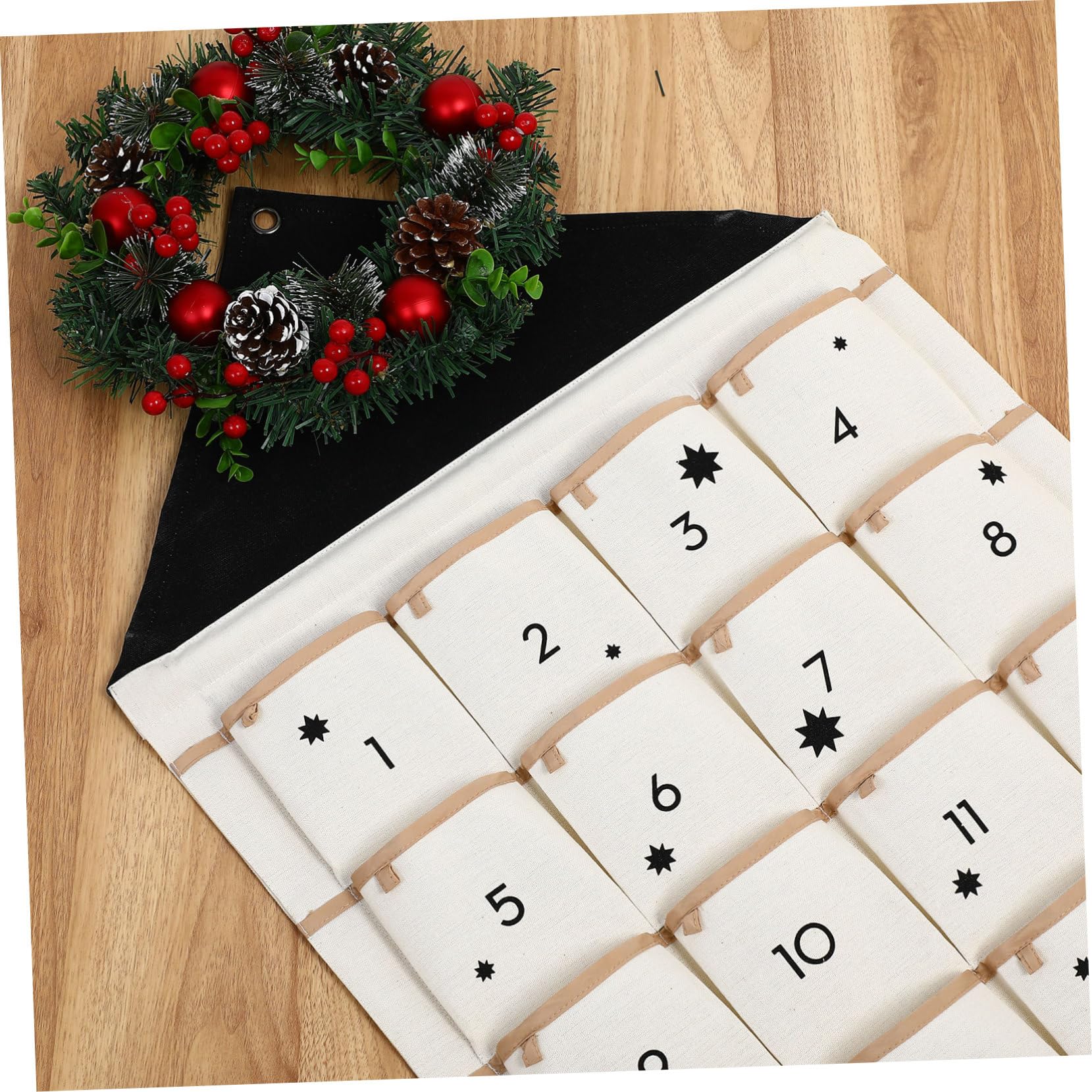 jojofuny Adventskalender Zum Befüllen Mit Fächern Canvas Wandaufbewahrungstasche in Hausform Multifunktional Für Weihnachten Und Kinderzimmer