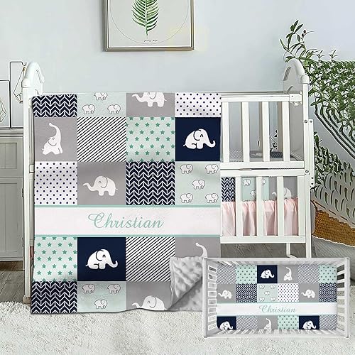 Juego de ropa de cama personalizado para cuna para niños y niñas, ropa de cama de bebé personalizada con nombre, ropa de cama de bebé con lindo