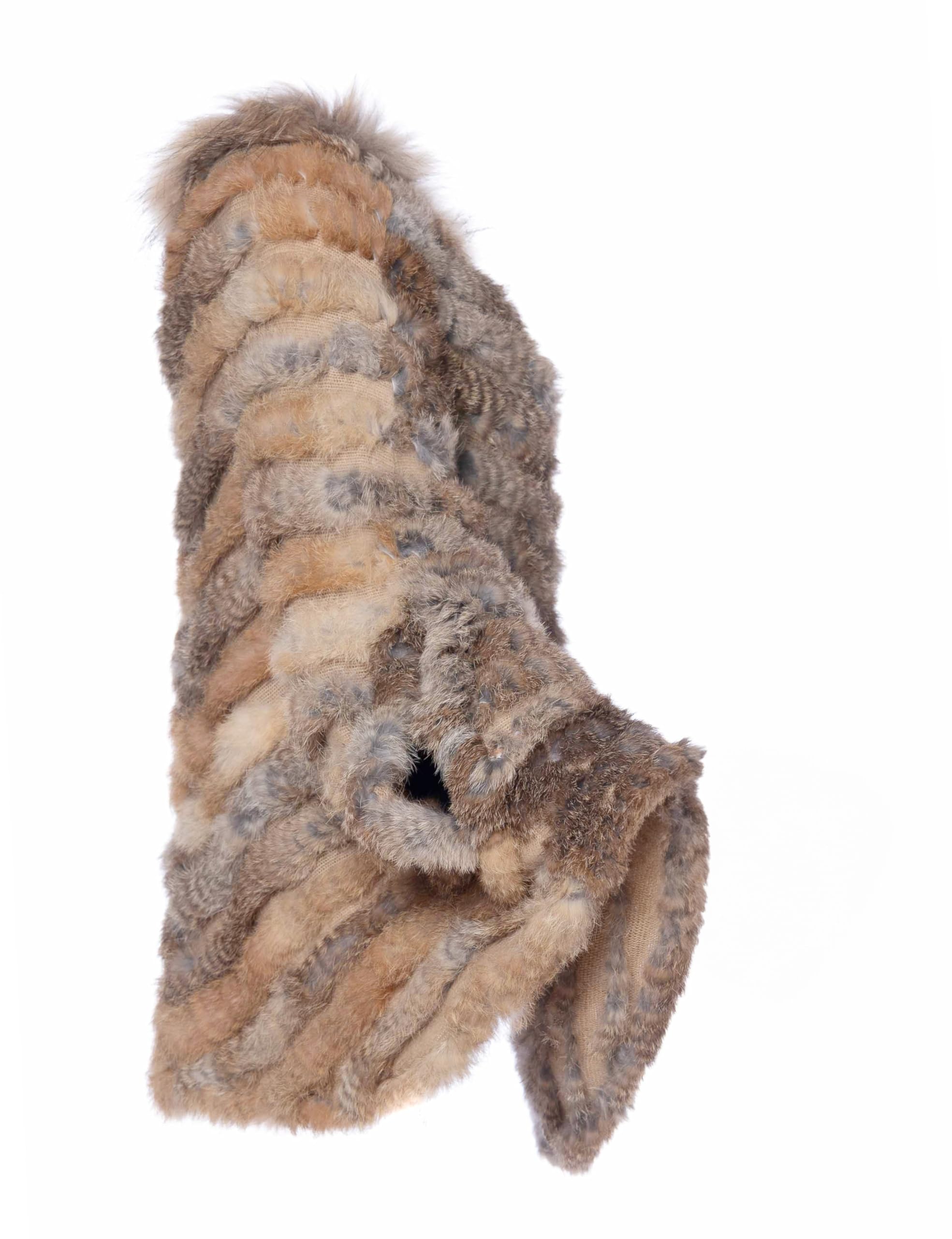 Naturale Pullover a maglia Pelliccia di coniglio Poncho Con Raccoon Fur