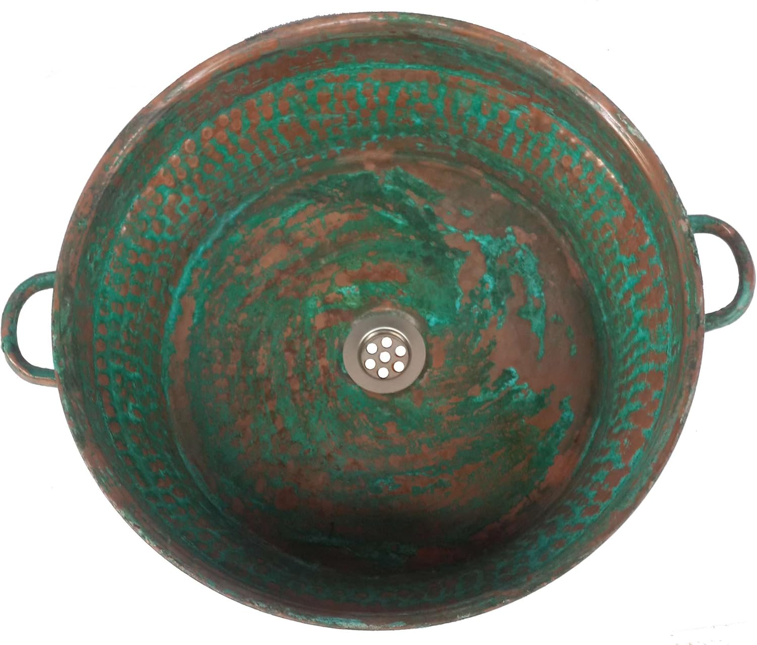 Farm House Vessel Rustic Copper Bathroom Kitchen Bar Prep Sink Side Handles Green Wash Basin Bowl Bath Washbowl