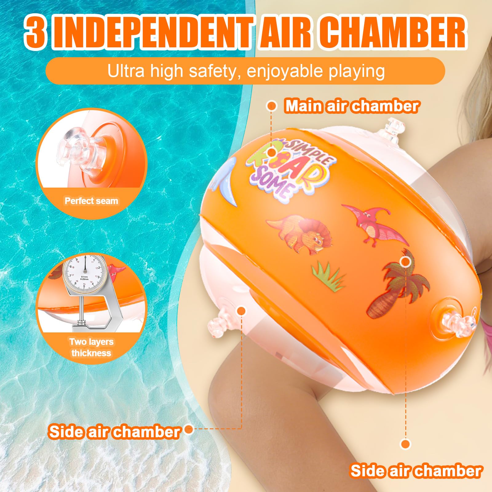 Children's Armrests, Inflatable Sea Armrests, Swimming Armbands Suitable for Children from 1 to 6 Years, 11-30 kg - 3