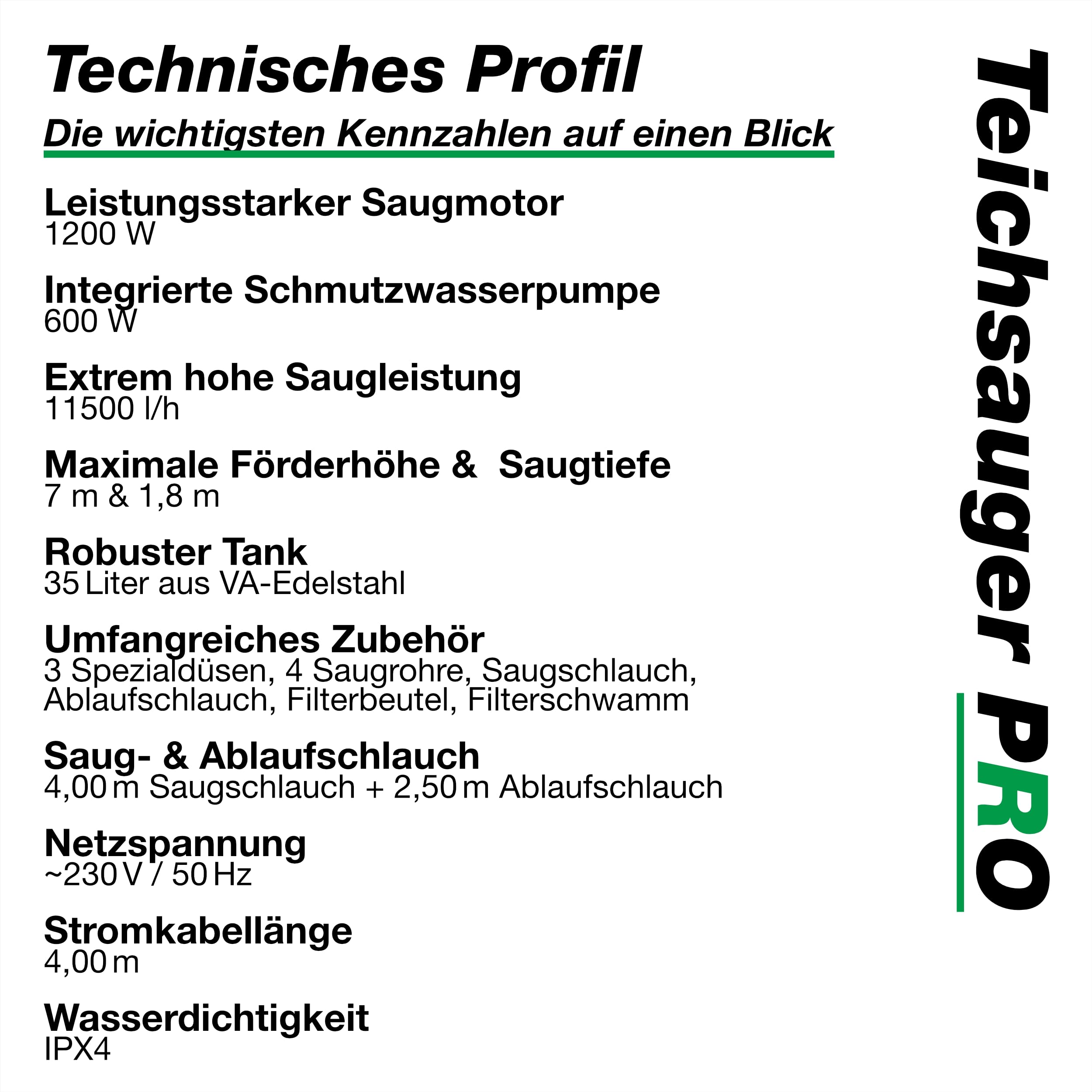 Wagner Green Teichsauger PRO VA | Non-Stop saugen | komplett Teichschlammsauger für die Reinigung für Gartenteich Schwimmteich Fischteich Pool und Haus