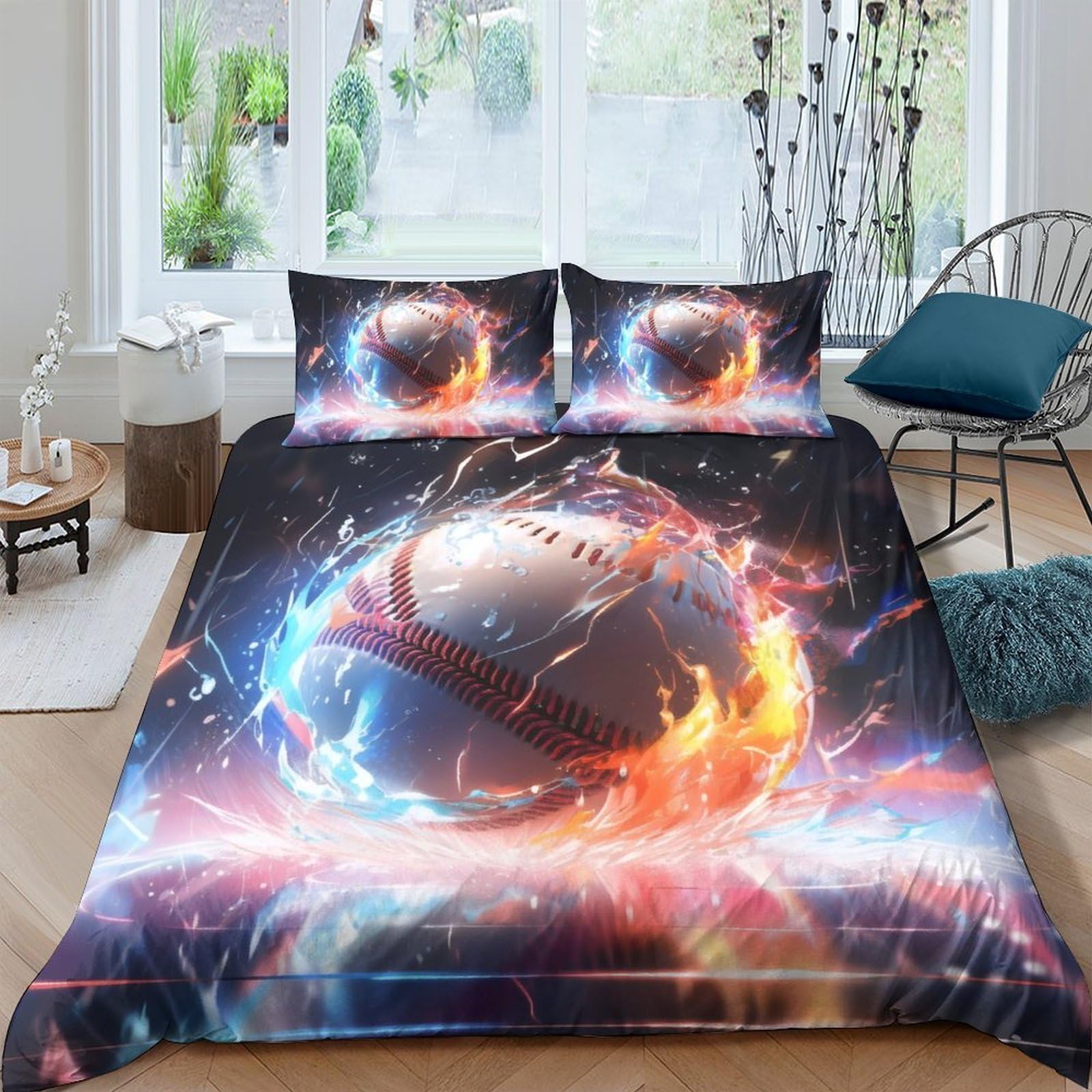 Ctjqhvkz Style-8 3D Printed Fire Planet Fitted Sheet Microfiber Breathable Space Nebula Mattress Cover For Bedroom Dorm Decor Single（135X200cm）