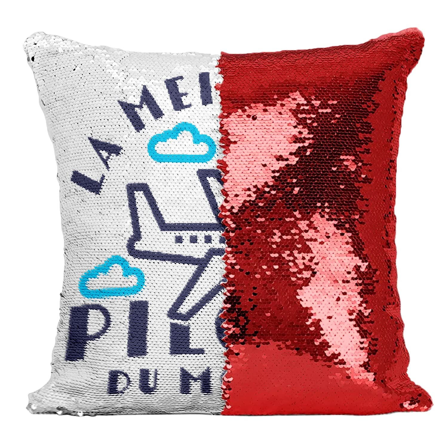 Coussin sequin rouge pour décorer un salon de pilote d'avion