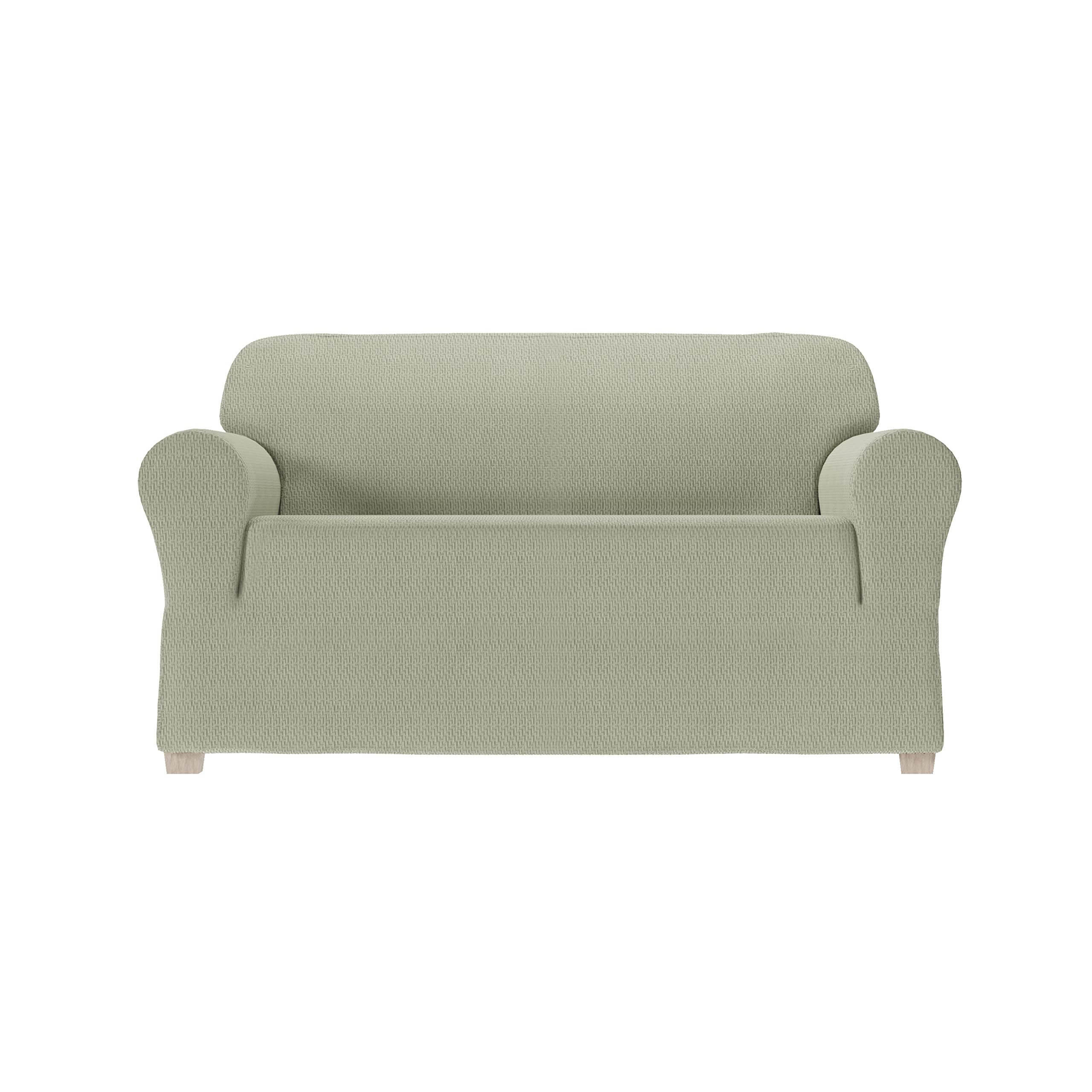 Zenna HomeSimply Fit 1-Piece Steps Stretch Loveseat Slipcover, Khaki/Beige