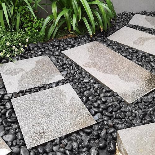 Miniatura 2 de Mantillo de piedras negras para paisajismo, 40 libras, rocas naturales de río pulidas de 1-2 pulgadas de alto para plantas, piedras decorativas para