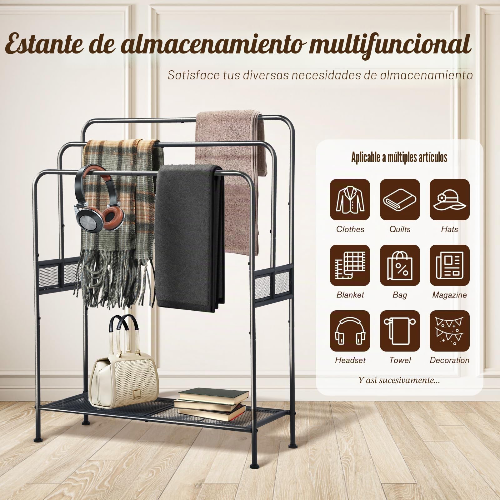 Toallero de pie extra grande de 44 pulgadas, soporte para toallas de piscina al aire libre, soporte versátil para manta y colcha para sala de estar, baño, dormitorio, playa, bañera de