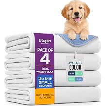 4 Pack Washable Pee Pads for Dogs 18" x 24", Waterproof Dog Training Pads