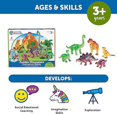 Miniatura 5 de Learning Resources Dinosaurios gigantes para mamás y bebés 6 piezas a partir de 3 años dinosaurios para niños pequeños juguetes de figura de acción