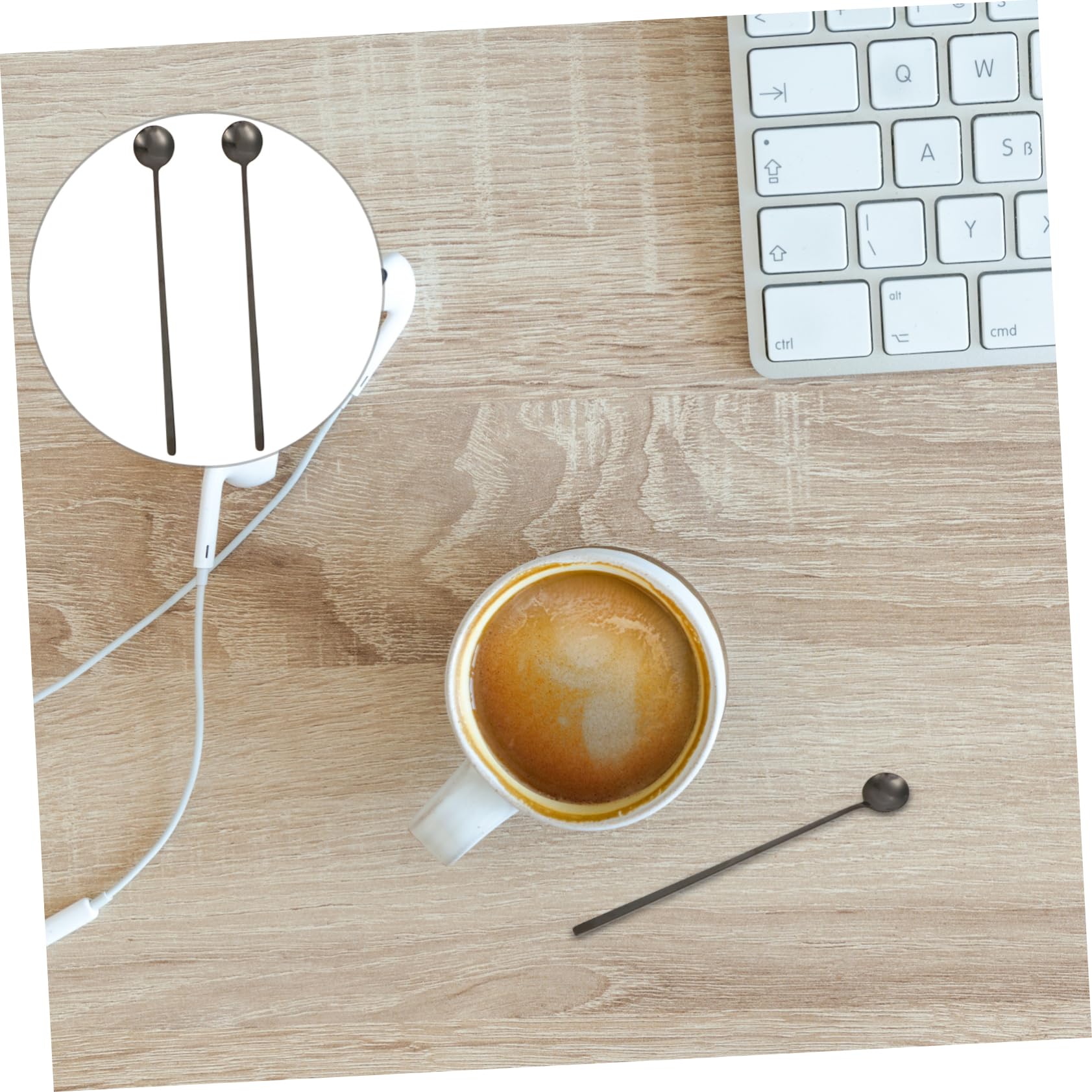 VINTORKY 2pcs Stainless Steel Ladle Long Stirring Spoon Tea Spoons Long Handle Serving Spoons Cocktail Shaker Spoon Coffee Whisk Handle Mixing Spoon Teaspoons Drinks Dessert Spoon Black