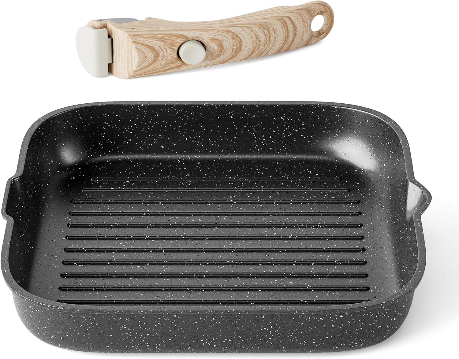 Caannasweis Nonstick Grill Pan for Cooking with Detachable Handle11Inch