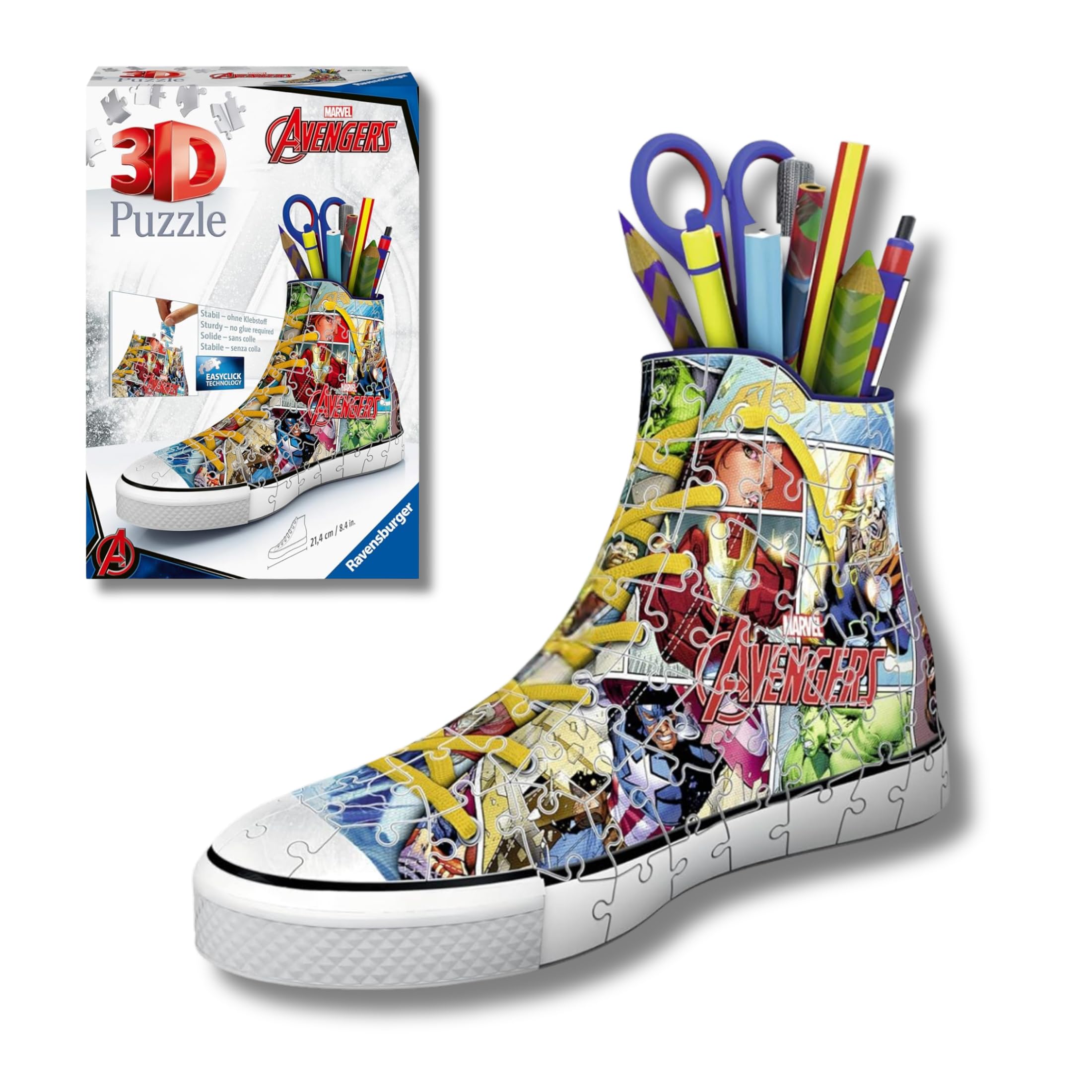 Ravensburger - Puzzle 3D Portapenne Sneaker Di Avengers | Puzzle 3D Bambini A Partire Dagli 8 Anni | Modellismo Da Costruire Bambini Di 108 Pezzi | Regalo Bambino 8 Anni E Più-image