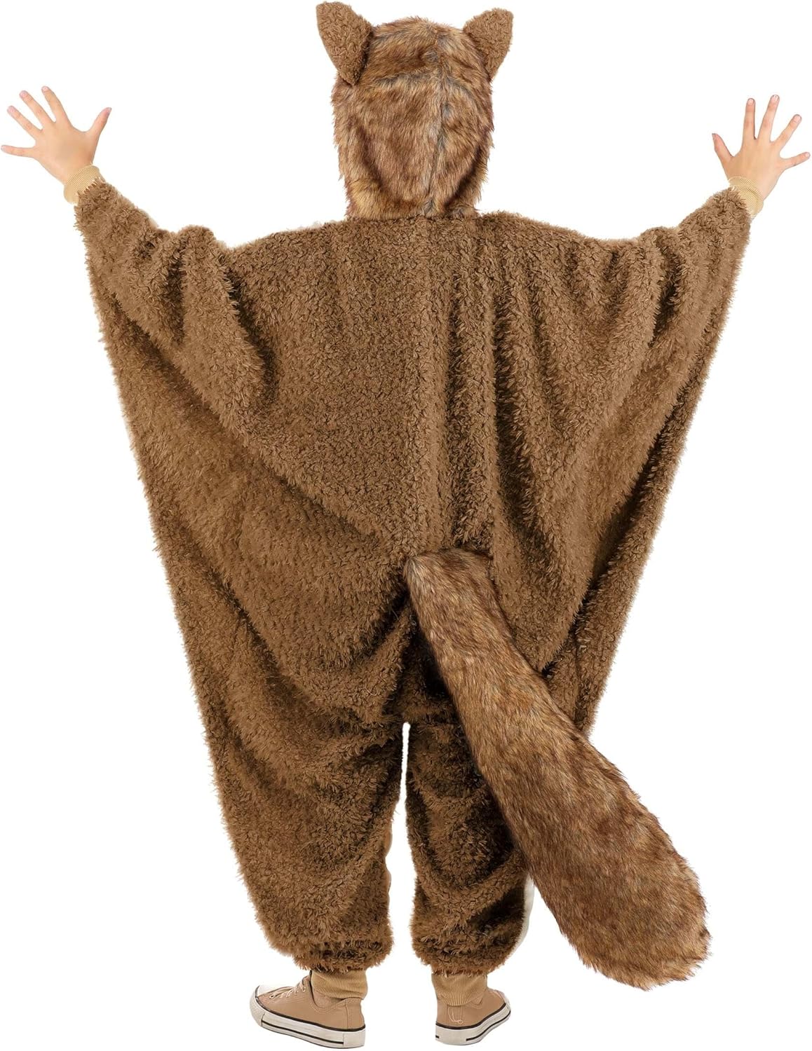 Kids Flying Squirrel Halloween Costume | Plush Sugar Glider Hooded Jumpsuit with Attached Wings for Dress-Up and Playtime - Image 3