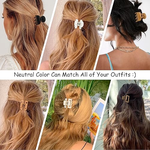 Miniatura 6 de Pinzas de garra pequeñas para mujeres y niñas, pinzas de garra duraderas mate antideslizantes para cabello fino y mediano, lindas pinzas para el