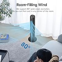 Vista 3 de PHILODECO Ventiladores de torre para el hogar, ventilador de piso vertical con control remoto de vibración de 80°, múltiples modos, temporizador