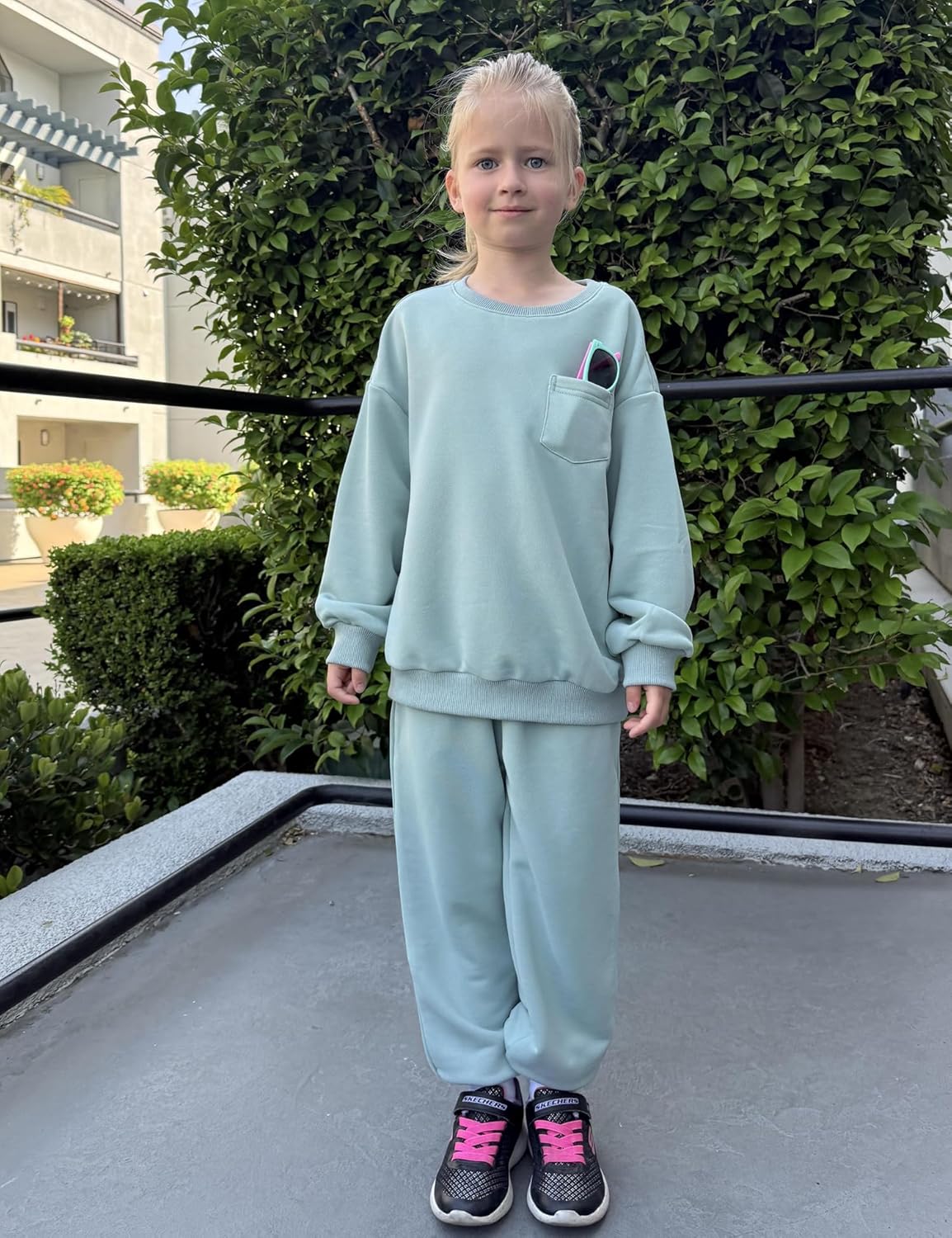 Arshiner Girls Clothes 2 Piece Fashion Fall Outfits Oversize Pullover Sweatshirt and Sweatpant Sweatsuit Sets with Pockets - Image 5