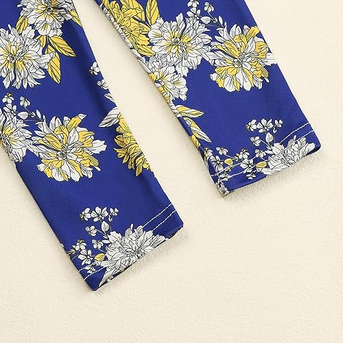 Miniatura 6 de Conjunto de 2 piezas de ropa para niña pequeña con lazo y mangas con volantes + pantalones florales en todo el mundo, conjunto de 2 piezas para