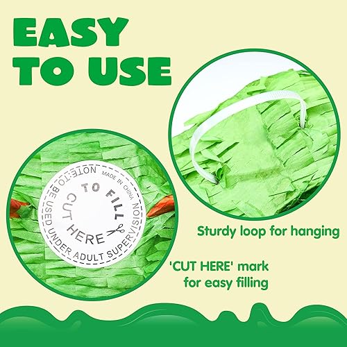 Miniatura 4 de Piñata de dinosaurio con murciélago de plástico y venda de papel (15.5 pulgadas de alto x 10.5 pulgadas de ancho x 3 profundidad), fiesta de Cinco