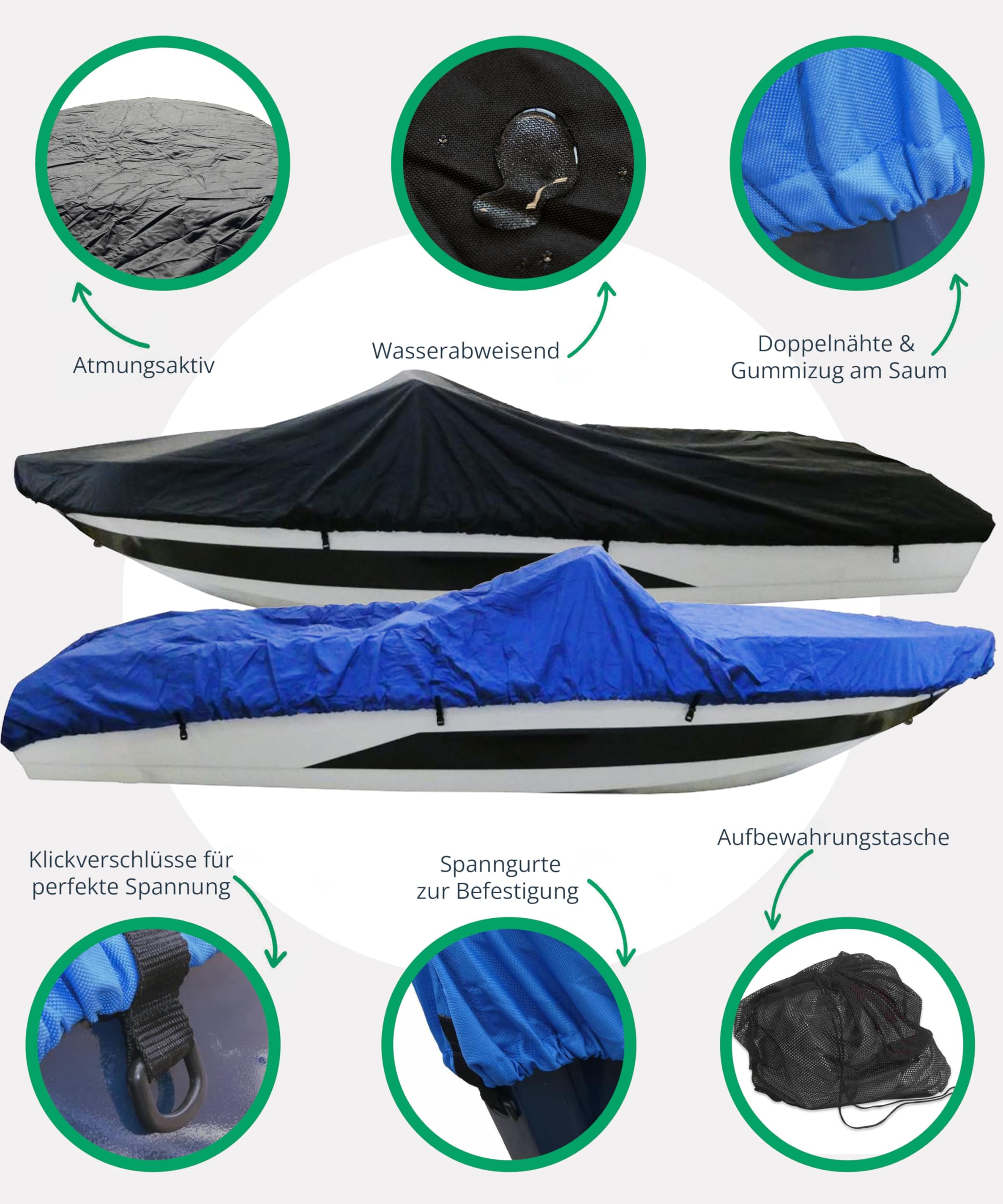Bootsplane - Infradesktrading 600D PVC beschichtete Universal Persenning Boot - Speed & Console Abdeckplanen für Boote, 490 bis 550 cm lang x 240 cm breit - Bitte Maße vor Bestellung prüfen