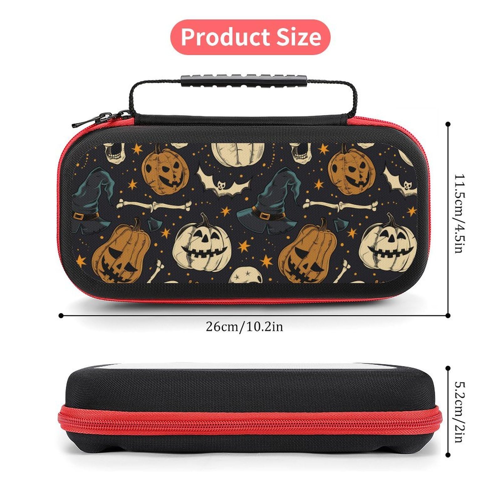 AoHanan Walizka do przenoszenia na Halloween z dyniami czaszka przełącznik etui do gier z 20 kartridżami do gier twarda obudowa podróżna ochrona etui do przechowywania na konsolę i akcesoria