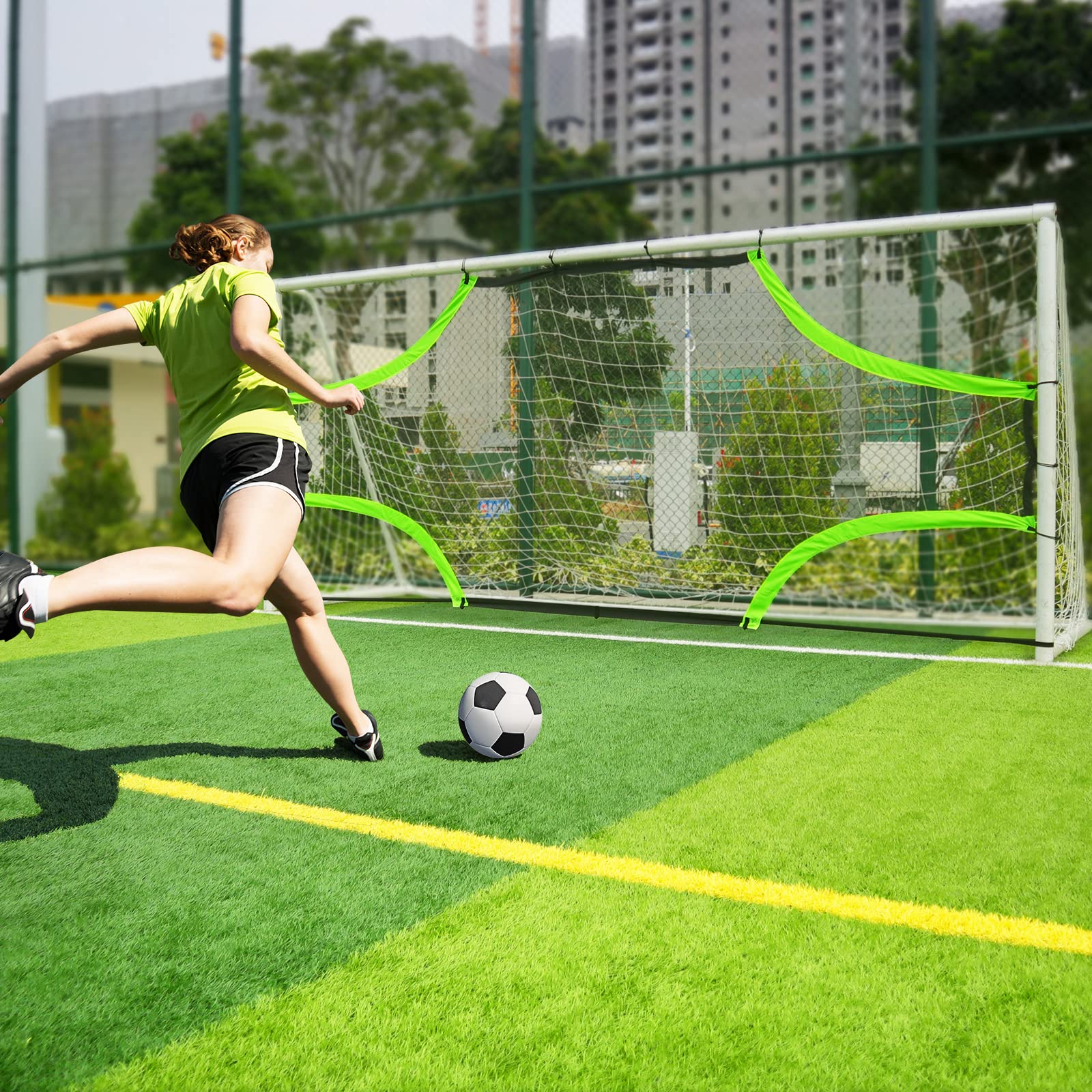 Rete Bersaglio per Porta da Calcio, Ideale per Allenamento di tiro, Portatile e Facile da riporre (Solo Rete e Telaio Non Inclusi).