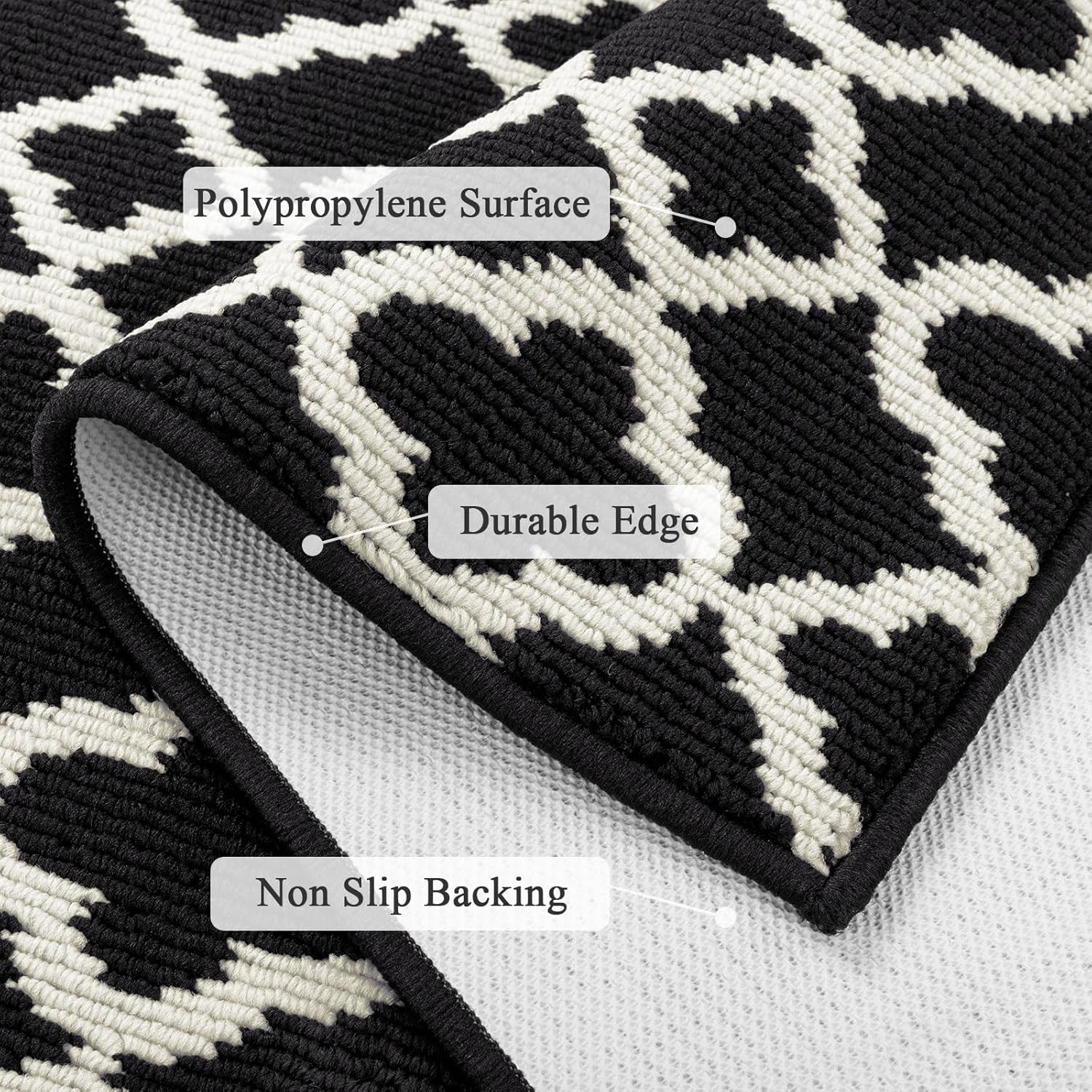 U'Artlines Runner Rug for Hallway 2×6feet Non Slip Kitchen Floor Carpet Runners Black and White Geometric Pattern Machine Washable Area Rug for Entryway Bathroom