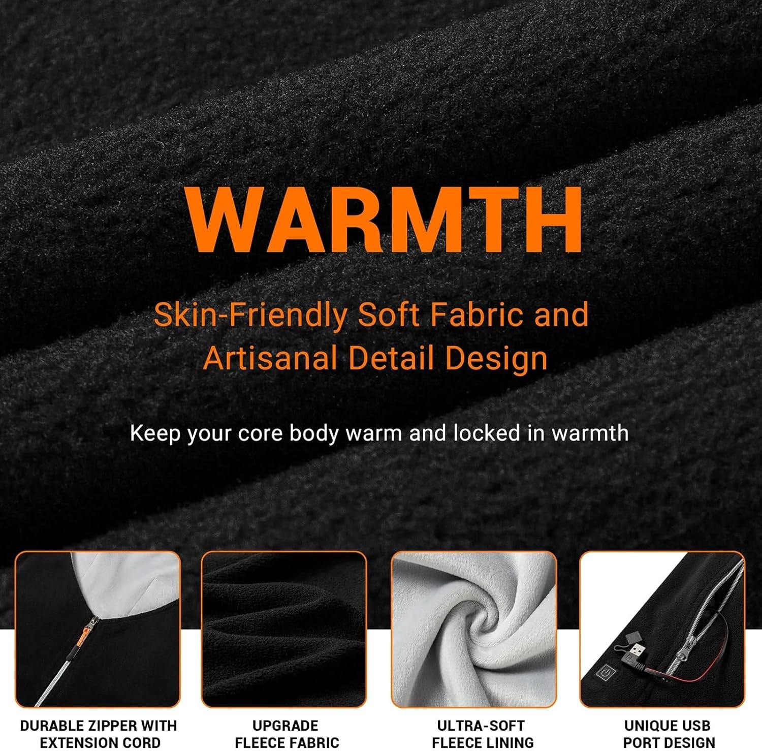 BAHREL Heated Vest for Men and Women, 5V Electric Heating Vest, Lightweight Fleece Heated Jacket for Outdoor Work, Fishing