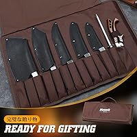 Vista 2 de Huusk Juego de cuchillos de carnicero – Cuchillos vikingos forjados a mano y cuchillos vikingos para deshuesar, juego de cuchillos de chef japonés