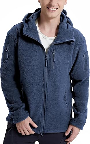 Miniatura 3 de CARWORNIC Chamarras tácticas de forro polar con capucha para hombre, con cremallera completa, para invierno, cálido, militar, para senderismo, con