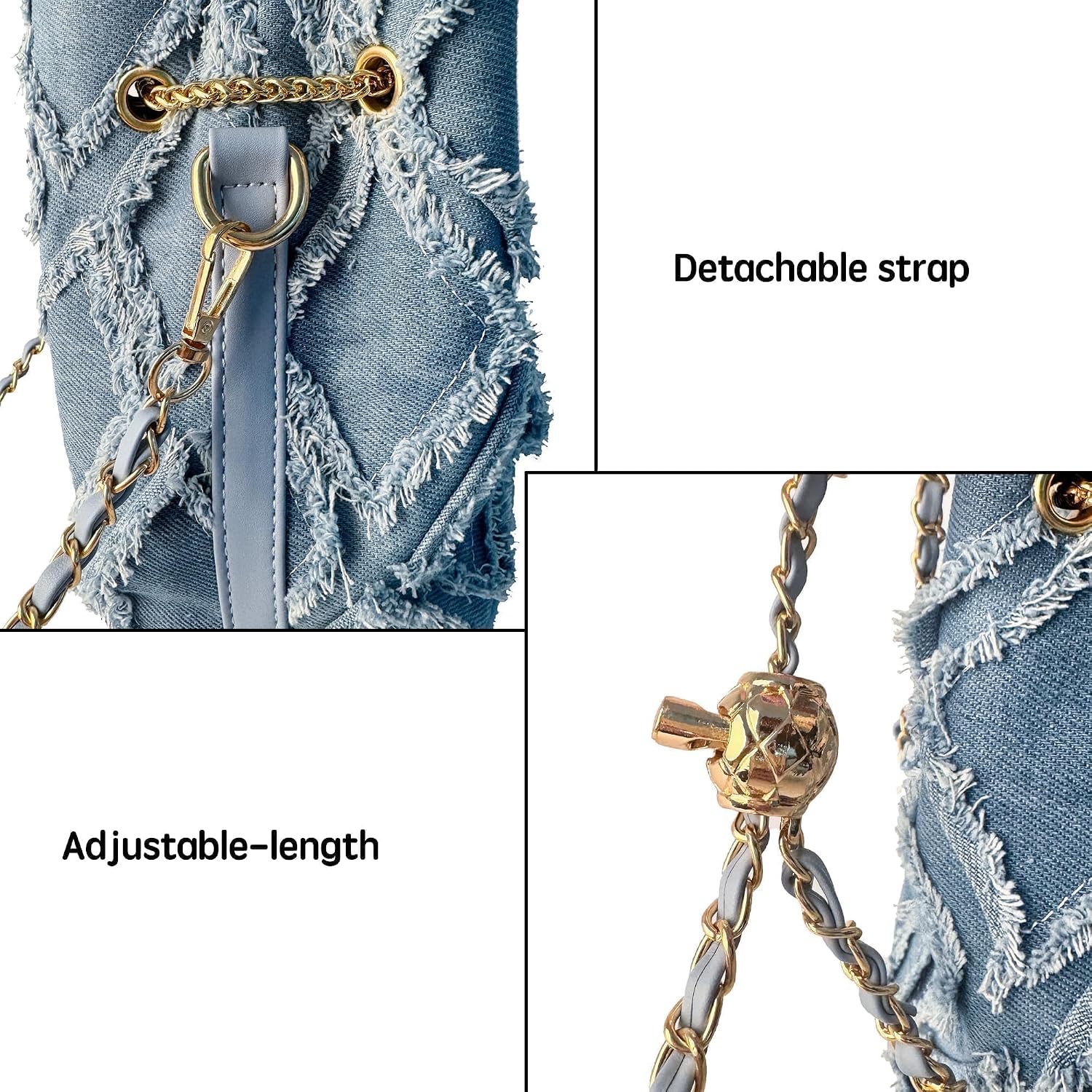Eiyye Vintage Denim Purse Shoulder Bag for Women Small Jean Purse with Chain Strap Retro Crossbody Bag for Casual, Travel & Fall Outfits