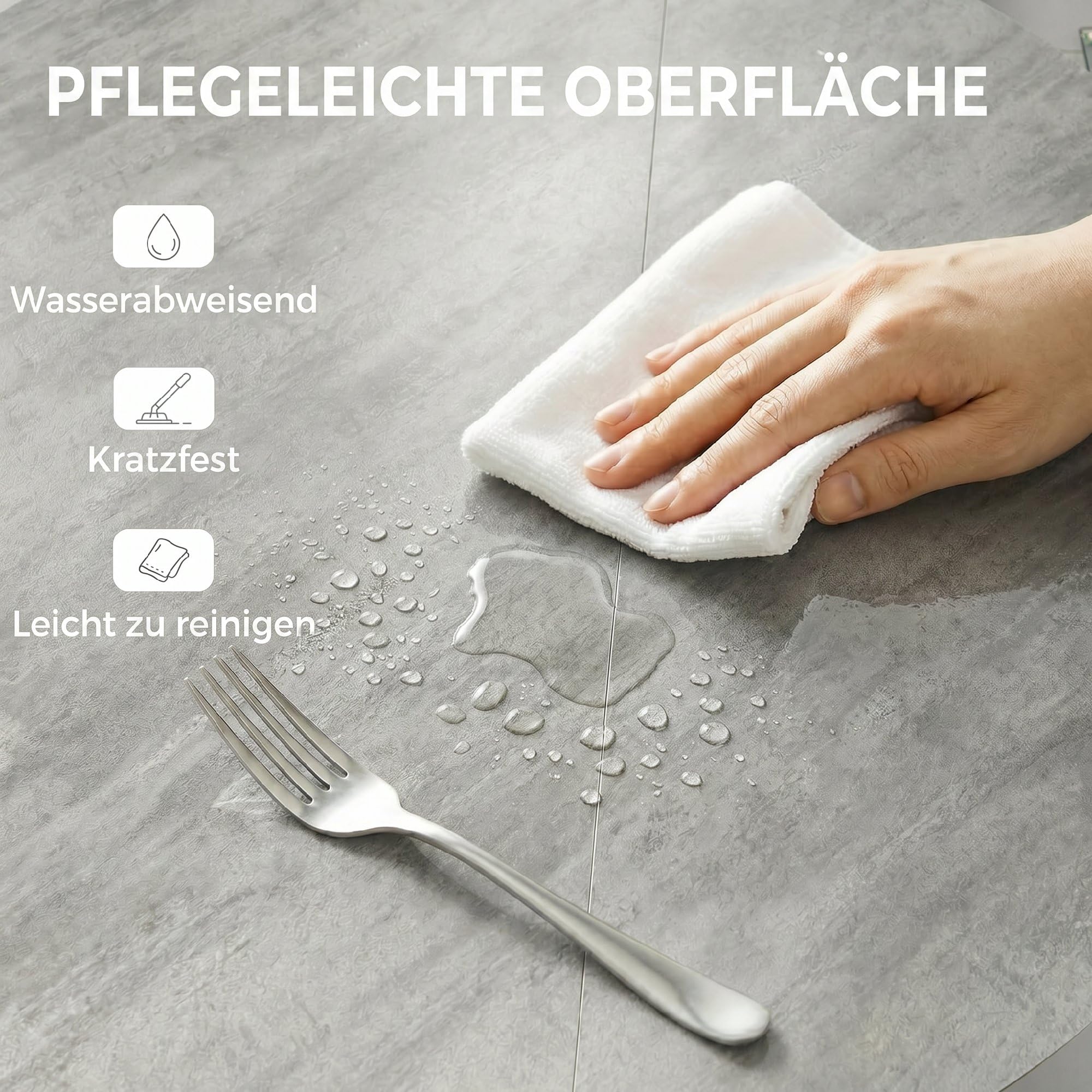 HOMCOM Table Pliante Ronde pour 2-6 Personnes 110x110x76 cm Gris Ciment