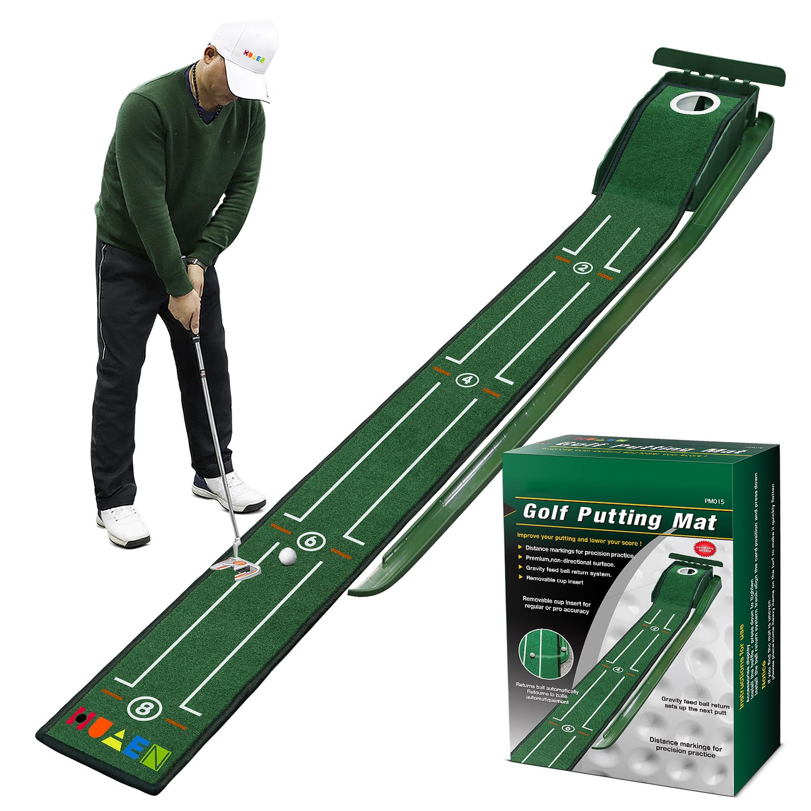 WEISUYUUS Golfs Hole Covers Golfs Practice Putting Green Putting Mat Golfs Putting Game Set Includes Green Putting Tool Golfs Mat