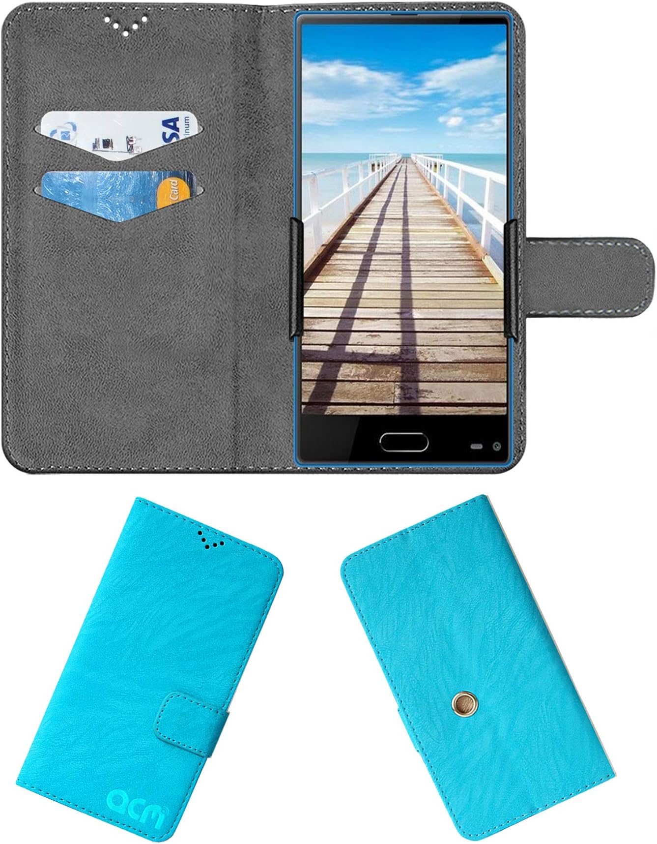 ACM Rotating Clip Flip Case Compatible with Panasonic Eluga C Mobile Cover Stand Sky Blue