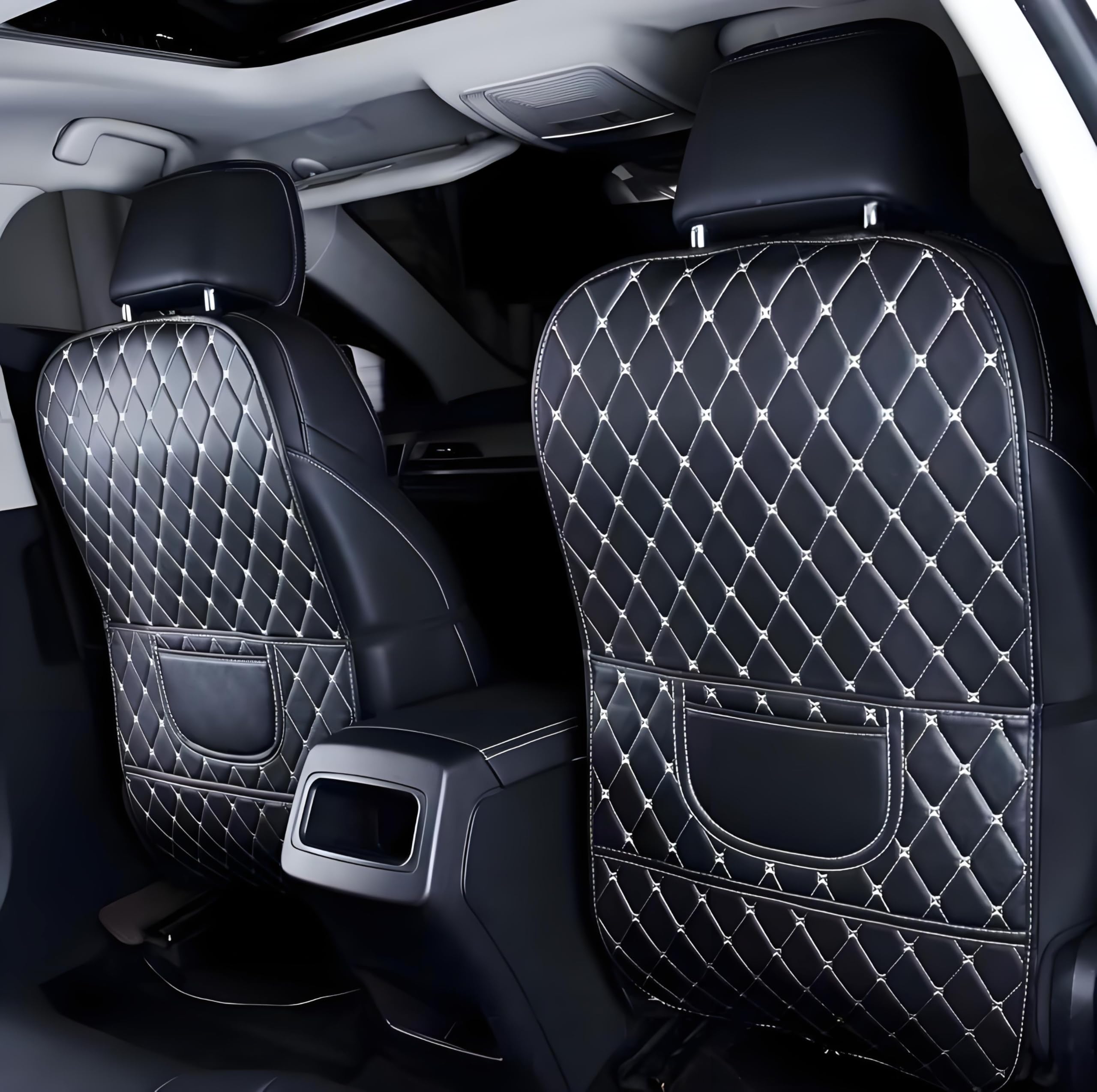 LQAHDBTO 2PCS Seat Protector for Car Backrest for Suzuki SX4 S-Cross SCross 2014-2019 2020 2021 2022, Leather Car Seat Backrest Protector with Pocket Car Seat Organizer for Children