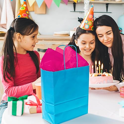 Miniatura 7 de 7Penn Bolsas de regalo de fiesta, 48 unidades, coloridas bolsas de regalo de papel kraft con asas para cumpleaños, compras, manualidades