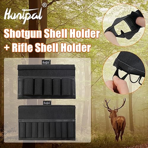 Miniatura 5 de HUNTPAL Blaze Orange - Mochila para rifle con correa de hombro doble, juego de 2 piezas de escopeta  rifle Buttstock ShellCartuchos con cuero de